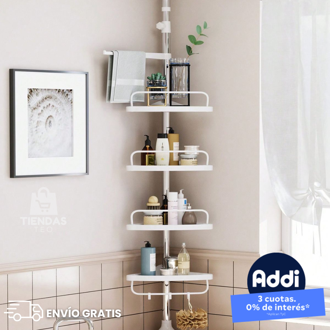 Rack Organizador Esquinero para Baño 4 niveles AJUSTABLE