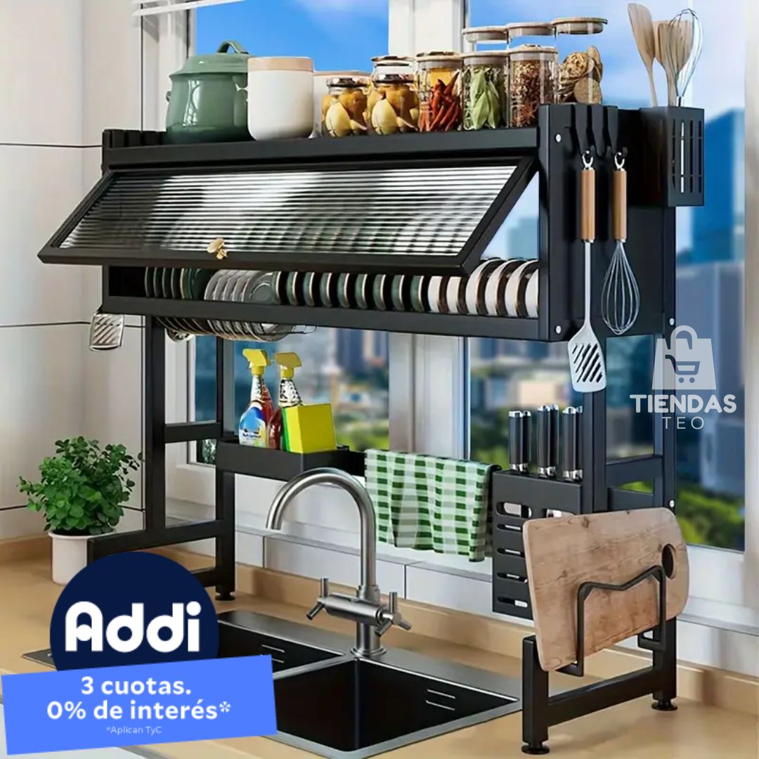 Platero Escurridor Con tapa de 85cm de acero inoxidable