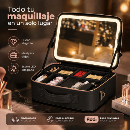 Cosmetiquera Con Espejo Y Luz Led
