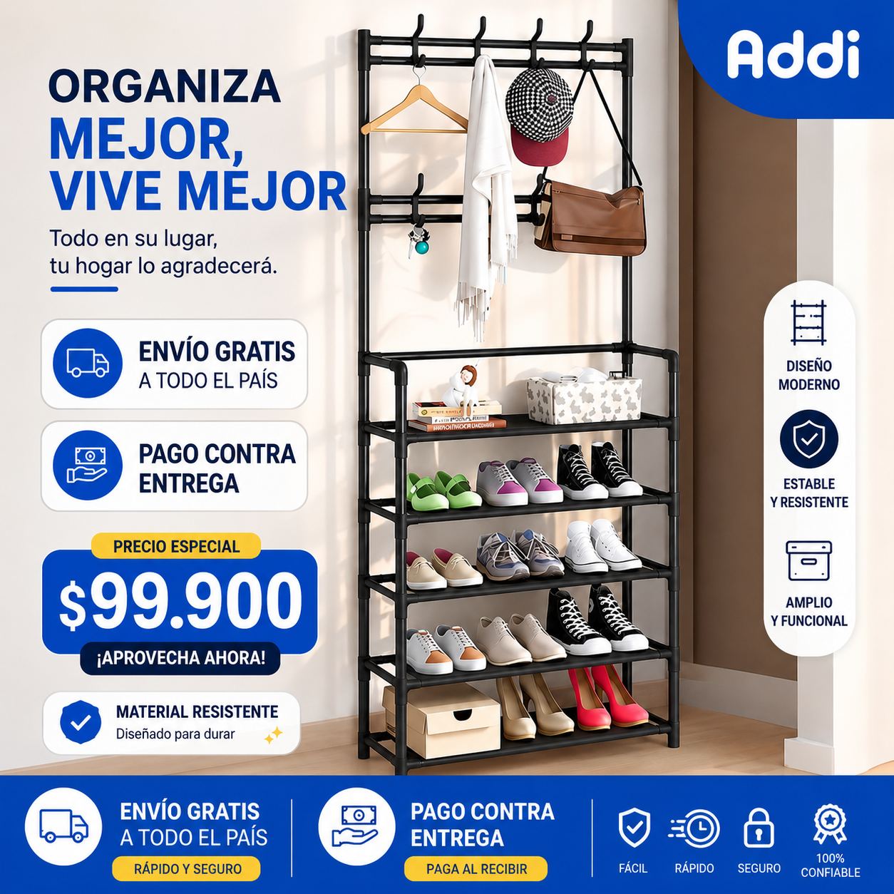 Multi Rack | Organizador 2 en 1 para tus zapatos y accesorios 👟👜